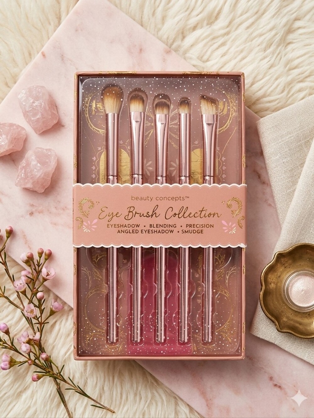Beauty Concepts Pink Eye Brush Collection - 6-Piece Eyeshadow Set